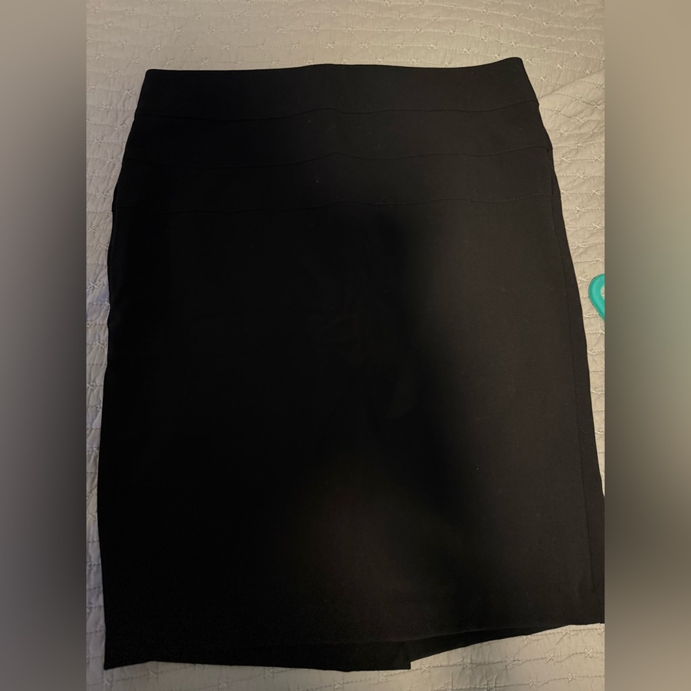 Black pencil skirt with zipper back and back slit